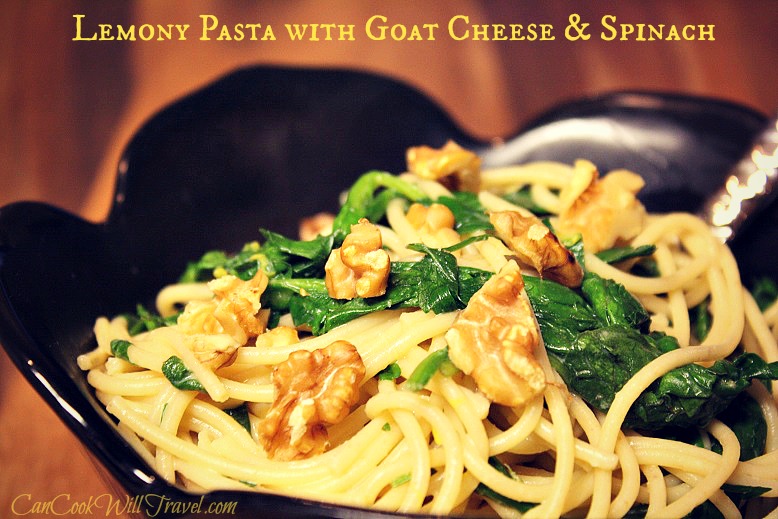 Lemony Pasta with Spinach & Goat Cheese