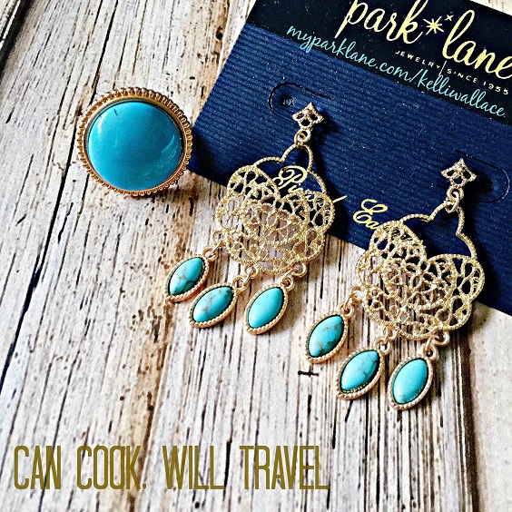 The Rio ring and Filigree earrings are the perfect pop of turquoise.