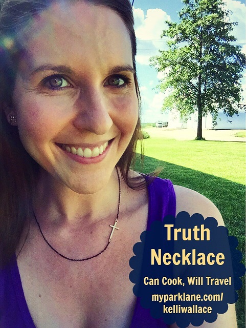 I love the look of the Truth necklace off center so it shows the upright cross as well.