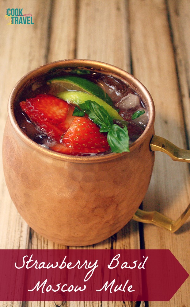 Strawberry Basil Moscow Mule Cocktail