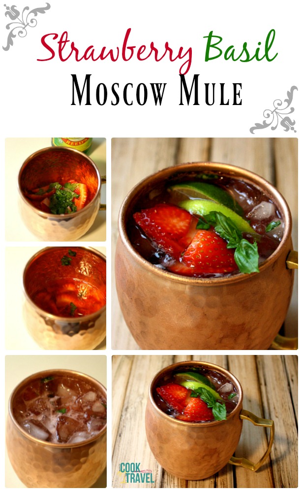 Strawberry Basil Moscow Mule Cocktail