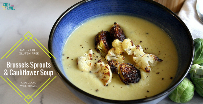 Roasted Brussels Sprouts Cauliflower Soup