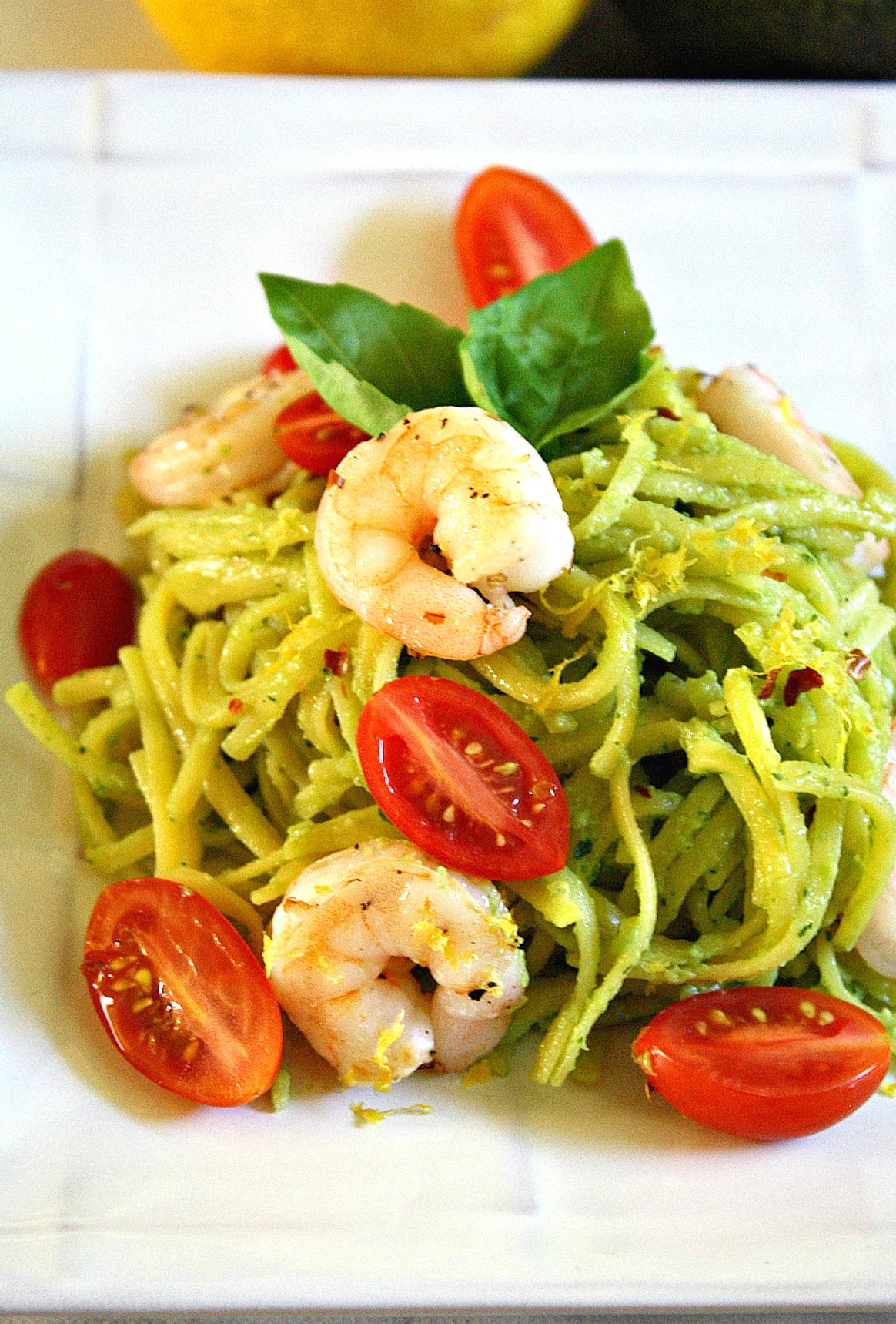 Healthy Avocado Linguine with Shrimp - Can Cook, Will Travel